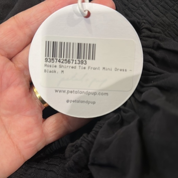 Mable Rosie Shirred Tie Front Mini Dress black M - Picture 6 of 12